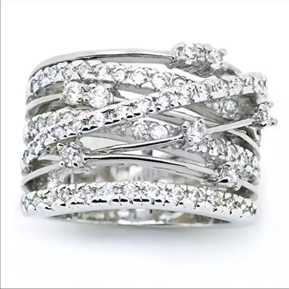 New Women’s 925 Silver Engagement Diamond Ring - Picture 2 of 2